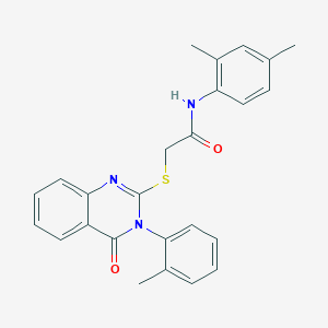 molecular formula C25H23N3O2S B11507503 N-(2,4-dimethylphenyl)-2-{[3-(2-methylphenyl)-4-oxo-3,4-dihydroquinazolin-2-yl]sulfanyl}acetamide 