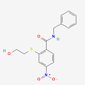 molecular formula C16H16N2O4S B11507508 N-benzyl-2-[(2-hydroxyethyl)sulfanyl]-4-nitrobenzamide 