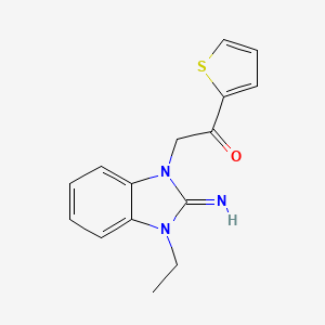 molecular formula C15H15N3OS B11507509 2-(3-ethyl-2-imino-2,3-dihydro-1H-benzimidazol-1-yl)-1-(thiophen-2-yl)ethanone 