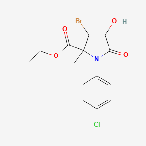 molecular formula C14H13BrClNO4 B11507537 Ethyl 3-bromo-1-(4-chlorophenyl)-4-hydroxy-2-methyl-5-oxo-2,5-dihydro-1H-pyrrole-2-carboxylate 