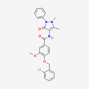 4-[(2-chlorobenzyl)oxy]-N-(1,5-dimethyl-3-oxo-2-phenyl-2,3-dihydro-1H-pyrazol-4-yl)-3-methoxybenzamide