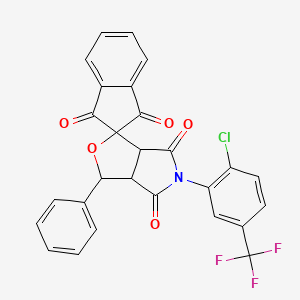 molecular formula C27H15ClF3NO5 B11507621 5-[2-chloro-5-(trifluoromethyl)phenyl]-3-phenyl-3a,6a-dihydrospiro[furo[3,4-c]pyrrole-1,2'-indene]-1',3',4,6(3H,5H)-tetrone 