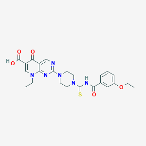 molecular formula C24H26N6O5S B11507652 2-(4-{[(3-Ethoxyphenyl)carbonyl]carbamothioyl}piperazin-1-yl)-8-ethyl-5-oxo-5,8-dihydropyrido[2,3-d]pyrimidine-6-carboxylic acid 