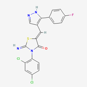 (5Z)-3-(2,4-dichlorophenyl)-5-{[3-(4-fluorophenyl)-1H-pyrazol-4-yl]methylidene}-2-imino-1,3-thiazolidin-4-one