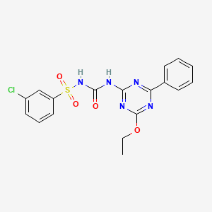 molecular formula C18H16ClN5O4S B11507718 3-chloro-N-[(4-ethoxy-6-phenyl-1,3,5-triazin-2-yl)carbamoyl]benzenesulfonamide 