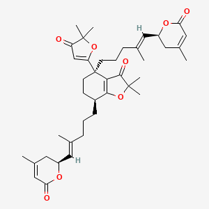 molecular formula C40H52O8 B1150777 (4R,7S)-4-(5,5-dimethyl-4-oxofuran-2-yl)-2,2-dimethyl-4,7-bis[(E)-4-methyl-5-[(2S)-4-methyl-6-oxo-2,3-dihydropyran-2-yl]pent-4-enyl]-6,7-dihydro-5H-1-benzofuran-3-one CAS No. 1522004-68-7