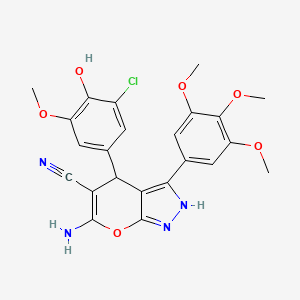 6-Amino-4-(3-chloro-4-hydroxy-5-methoxyphenyl)-3-(3,4,5-trimethoxyphenyl)-1,4-dihydropyrano[2,3-c]pyrazole-5-carbonitrile