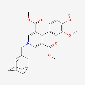 molecular formula C27H33NO6 B11507793 3,5-Dimethyl 1-[(adamantan-1-YL)methyl]-4-(4-hydroxy-3-methoxyphenyl)-1,4-dihydropyridine-3,5-dicarboxylate 