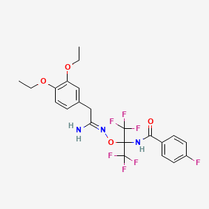 N-[2-({[(1Z)-1-amino-2-(3,4-diethoxyphenyl)ethylidene]amino}oxy)-1,1,1,3,3,3-hexafluoropropan-2-yl]-4-fluorobenzamide