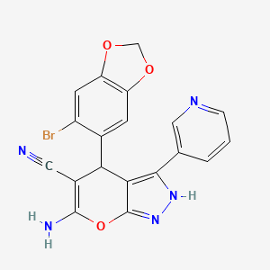 6-Amino-4-(6-bromo-1,3-benzodioxol-5-yl)-3-(pyridin-3-yl)-1,4-dihydropyrano[2,3-c]pyrazole-5-carbonitrile