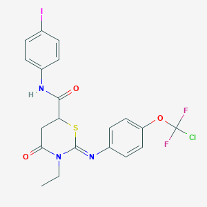 (2Z)-2-({4-[chloro(difluoro)methoxy]phenyl}imino)-3-ethyl-N-(4-iodophenyl)-4-oxo-1,3-thiazinane-6-carboxamide