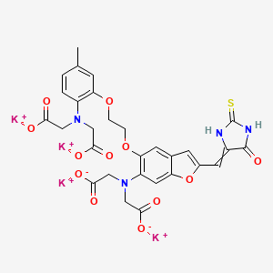 tetrapotassium;2-[2-[2-[[6-[bis(carboxylatomethyl)amino]-2-[(5-oxo-2-sulfanylideneimidazolidin-4-ylidene)methyl]-1-benzofuran-5-yl]oxy]ethoxy]-N-(carboxylatomethyl)-4-methylanilino]acetate