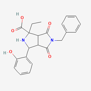 molecular formula C22H22N2O5 B11507901 5-Benzyl-1-ethyl-3-(2-hydroxyphenyl)-4,6-dioxooctahydropyrrolo[3,4-c]pyrrole-1-carboxylic acid 