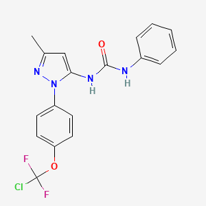 molecular formula C18H15ClF2N4O2 B11507914 1-(1-{4-[chloro(difluoro)methoxy]phenyl}-3-methyl-1H-pyrazol-5-yl)-3-phenylurea 