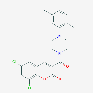 molecular formula C22H20Cl2N2O3 B11507933 6,8-dichloro-3-{[4-(2,5-dimethylphenyl)piperazin-1-yl]carbonyl}-2H-chromen-2-one 