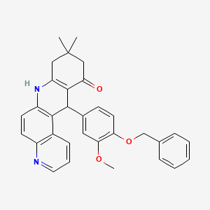 molecular formula C32H30N2O3 B11507946 12-[4-(benzyloxy)-3-methoxyphenyl]-9,9-dimethyl-8,9,10,12-tetrahydrobenzo[b][4,7]phenanthrolin-11(7H)-one 