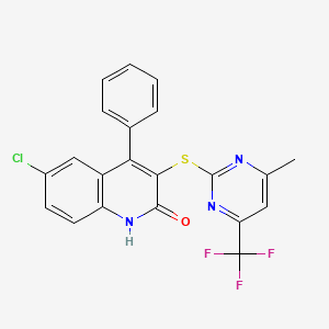 6-Chloro-3-{[4-methyl-6-(trifluoromethyl)pyrimidin-2-yl]sulfanyl}-4-phenylquinolin-2-ol