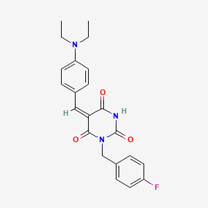 molecular formula C22H22FN3O3 B11508027 (5E)-5-[4-(diethylamino)benzylidene]-1-(4-fluorobenzyl)-2-hydroxypyrimidine-4,6(1H,5H)-dione 