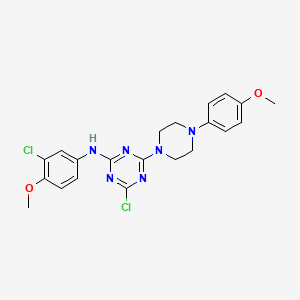 molecular formula C21H22Cl2N6O2 B11508092 4-chloro-N-(3-chloro-4-methoxyphenyl)-6-[4-(4-methoxyphenyl)piperazin-1-yl]-1,3,5-triazin-2-amine 