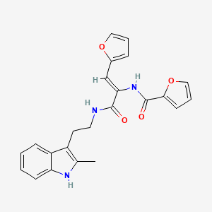 molecular formula C23H21N3O4 B11508116 N-[(1Z)-1-(furan-2-yl)-3-{[2-(2-methyl-1H-indol-3-yl)ethyl]amino}-3-oxoprop-1-en-2-yl]furan-2-carboxamide 