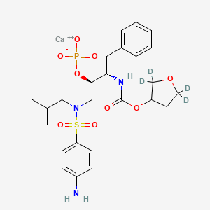 molecular formula C₂₅H₃₀D₄CaN₃O₉PS B1150816 calcium;[(2R,3S)-1-[(4-aminophenyl)sulfonyl-(2-methylpropyl)amino]-4-phenyl-3-[(2,2,5,5-tetradeuteriooxolan-3-yl)oxycarbonylamino]butan-2-yl] phosphate 