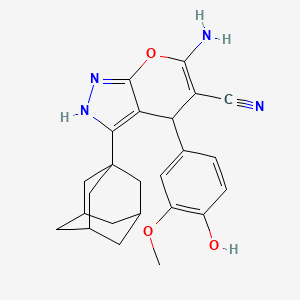 3-(Adamantan-1-YL)-6-amino-4-(4-hydroxy-3-methoxyphenyl)-1H,4H-pyrano[2,3-C]pyrazole-5-carbonitrile