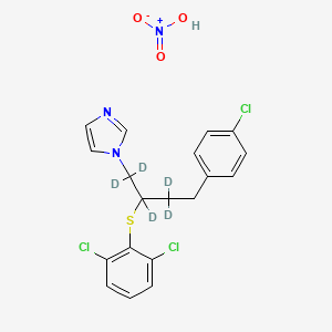 molecular formula C₁₉H₁₃D₅Cl₃N₃O₃S B1150823 1-[4-(4-Chlorophenyl)-1,1,2,3,3-pentadeuterio-2-(2,6-dichlorophenyl)sulfanylbutyl]imidazole;nitric acid 