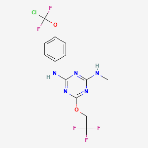 molecular formula C13H11ClF5N5O2 B11508249 N-{4-[chloro(difluoro)methoxy]phenyl}-N'-methyl-6-(2,2,2-trifluoroethoxy)-1,3,5-triazine-2,4-diamine 