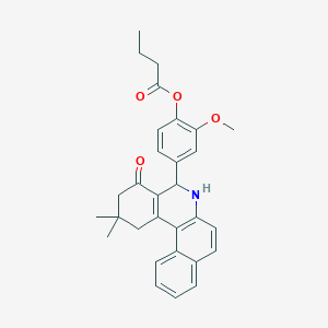 4-(2,2-Dimethyl-4-oxo-1,2,3,4,5,6-hexahydrobenzo[a]phenanthridin-5-yl)-2-methoxyphenyl butanoate