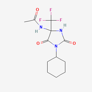 molecular formula C12H16F3N3O3 B11508263 N-[1-cyclohexyl-2,5-dioxo-4-(trifluoromethyl)imidazolidin-4-yl]acetamide 