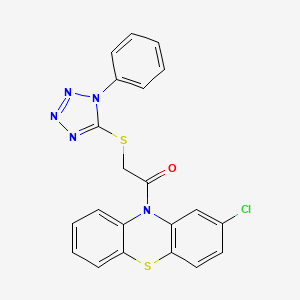 molecular formula C21H14ClN5OS2 B11508276 1-(2-chloro-10H-phenothiazin-10-yl)-2-[(1-phenyl-1H-tetrazol-5-yl)sulfanyl]ethanone 