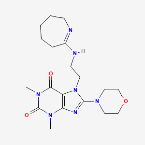 molecular formula C19H29N7O3 B11508278 7-{2-[(2E)-azepan-2-ylideneamino]ethyl}-1,3-dimethyl-8-(morpholin-4-yl)-3,7-dihydro-1H-purine-2,6-dione 