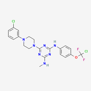 molecular formula C21H21Cl2F2N7O B11508288 N-{4-[chloro(difluoro)methoxy]phenyl}-6-[4-(3-chlorophenyl)piperazin-1-yl]-N'-methyl-1,3,5-triazine-2,4-diamine 