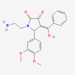 molecular formula C21H22N2O5 B11508291 1-(2-aminoethyl)-5-(3,4-dimethoxyphenyl)-3-hydroxy-4-(phenylcarbonyl)-1,5-dihydro-2H-pyrrol-2-one 