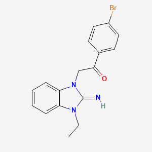 molecular formula C17H16BrN3O B11508330 1-(4-bromophenyl)-2-(3-ethyl-2-imino-2,3-dihydro-1H-benzimidazol-1-yl)ethanone 