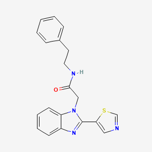 molecular formula C20H18N4OS B11508333 N-Phenethyl-2-(2-thiazol-5-yl-benzoimidazol-1-yl)-acetamide 