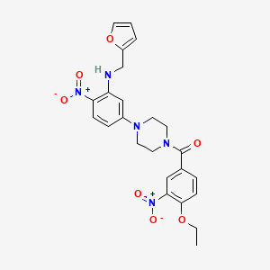 molecular formula C24H25N5O7 B11508355 (4-Ethoxy-3-nitrophenyl)(4-{3-[(furan-2-ylmethyl)amino]-4-nitrophenyl}piperazin-1-yl)methanone 