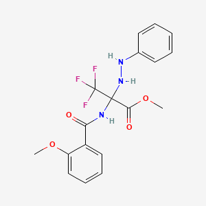 molecular formula C18H18F3N3O4 B11508387 3,3,3-Trifluoro-2-(2-methoxy-benzoylamino)-2-(N'-phenyl-hydrazino)-propionic acid methyl ester 