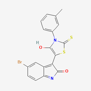 (3Z)-5-bromo-3-[3-(3-methylphenyl)-4-oxo-2-thioxo-1,3-thiazolidin-5-ylidene]-1,3-dihydro-2H-indol-2-one