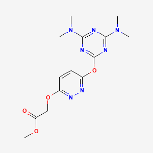 molecular formula C14H19N7O4 B11508414 Methyl [(6-{[4,6-bis(dimethylamino)-1,3,5-triazin-2-yl]oxy}pyridazin-3-yl)oxy]acetate 