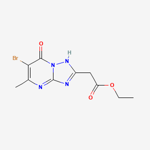 molecular formula C10H11BrN4O3 B11508448 Ethyl (6-bromo-5-methyl-7-oxo-4,7-dihydro[1,2,4]triazolo[1,5-a]pyrimidin-2-yl)acetate 