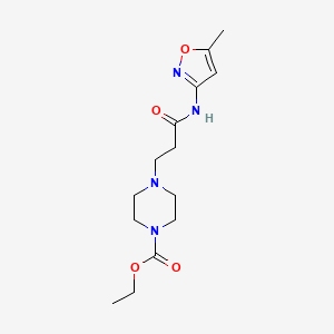 molecular formula C14H22N4O4 B11508467 Ethyl 4-{3-[(5-methyl-1,2-oxazol-3-yl)amino]-3-oxopropyl}piperazine-1-carboxylate 