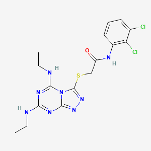 molecular formula C16H18Cl2N8OS B11508487 2-{[5,7-bis(ethylamino)[1,2,4]triazolo[4,3-a][1,3,5]triazin-3-yl]sulfanyl}-N-(2,3-dichlorophenyl)acetamide 