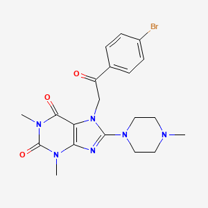 molecular formula C20H23BrN6O3 B11508493 7-[2-(4-bromophenyl)-2-oxoethyl]-1,3-dimethyl-8-(4-methylpiperazin-1-yl)-3,7-dihydro-1H-purine-2,6-dione 