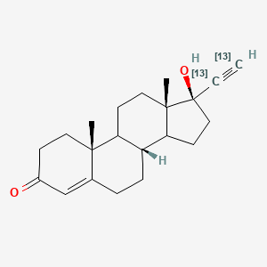 molecular formula C₁₉¹³C₂H₂₈O₂ B1150850 (8R,10R,13S,17R)-17-(1,2-13C2)ethynyl-17-hydroxy-10,13-dimethyl-2,6,7,8,9,11,12,14,15,16-decahydro-1H-cyclopenta[a]phenanthren-3-one 