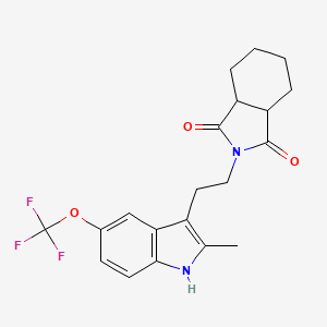 molecular formula C20H21F3N2O3 B11508503 Hexahydroisoindole-1,3-dione, 2-[2-(2-methyl-5-trifluoromethoxy-1H-indol-3-yl)ethyl]- 