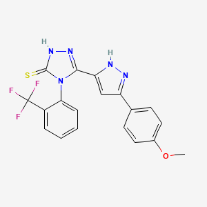 5-[3-(4-methoxyphenyl)-1H-pyrazol-5-yl]-4-[2-(trifluoromethyl)phenyl]-4H-1,2,4-triazole-3-thiol