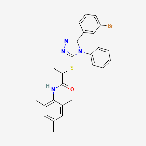 2-{[5-(3-bromophenyl)-4-phenyl-4H-1,2,4-triazol-3-yl]sulfanyl}-N-(2,4,6-trimethylphenyl)propanamide