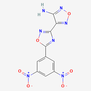 molecular formula C10H5N7O6 B11508683 4-[5-(3,5-Dinitrophenyl)-1,2,4-oxadiazol-3-yl]-1,2,5-oxadiazol-3-amine 