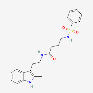 molecular formula C21H25N3O3S B11508685 N-[2-(2-methyl-1H-indol-3-yl)ethyl]-4-[(phenylsulfonyl)amino]butanamide 